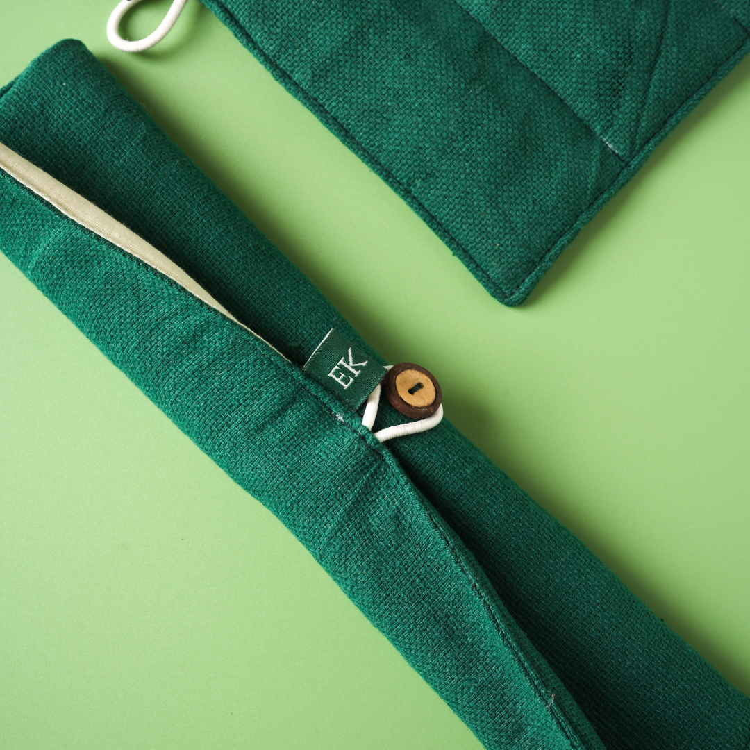 Bamboo Cutlery Set with Organic Cotton Pouch