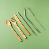 Bamboo Cutlery Set with Organic Cotton Pouch