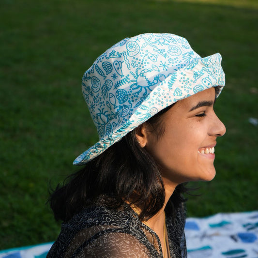 Blue Marine Sea Printed Bucket Hat