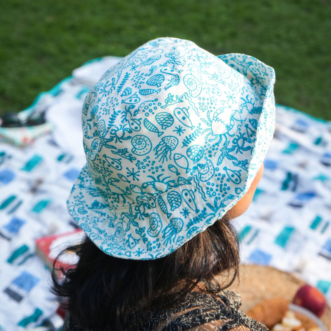 Blue Marine Sea Printed Bucket Hat