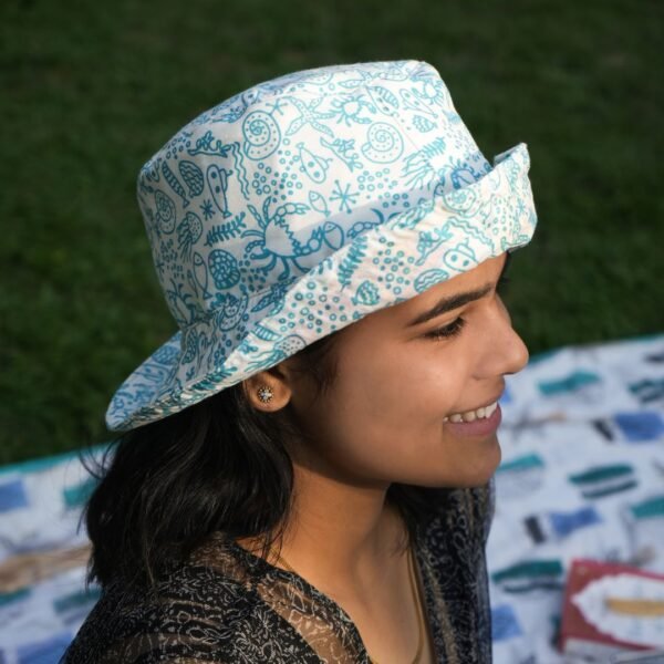 Blue Marine Sea Printed Bucket Hat - Image 3